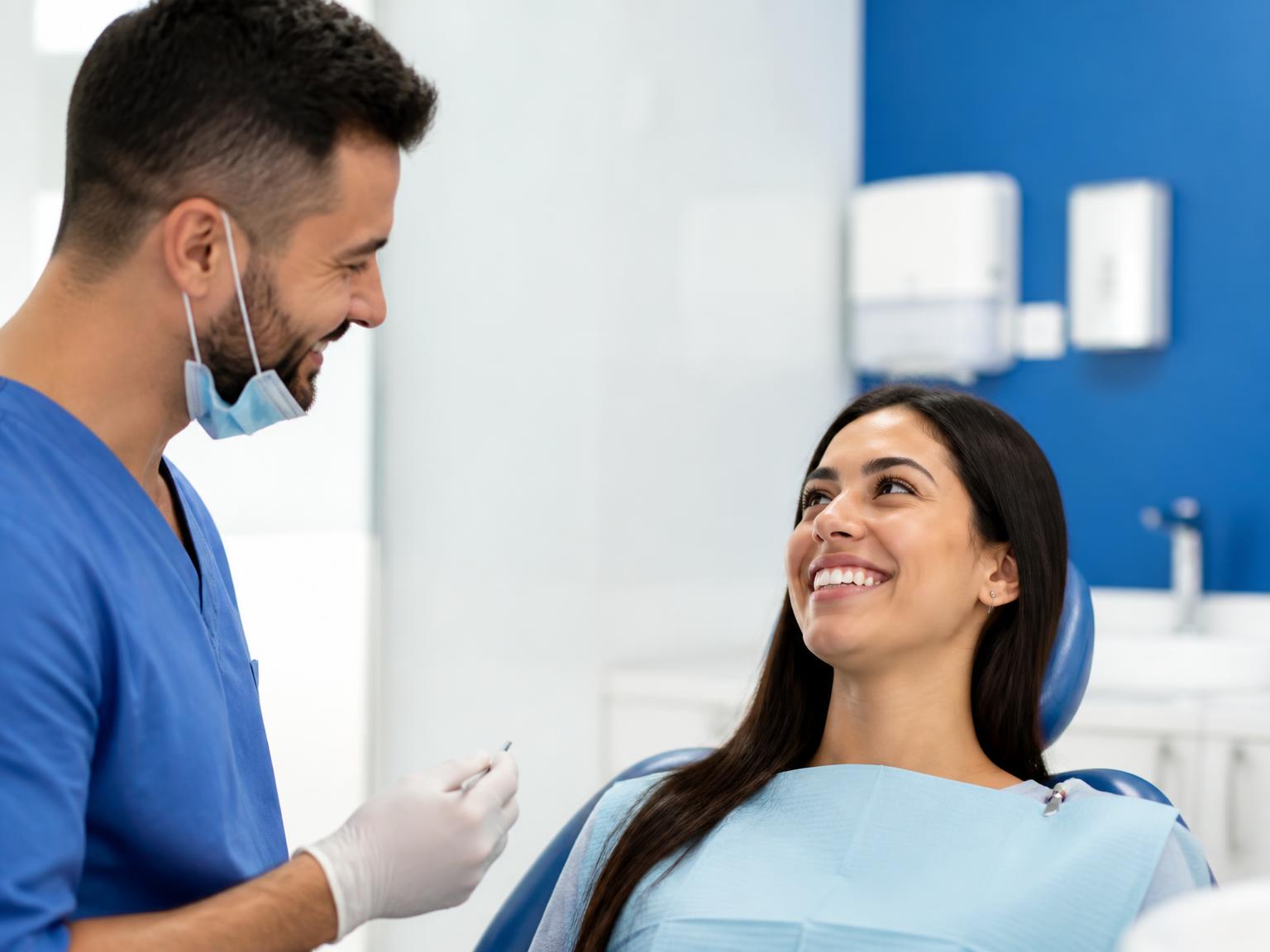 Paciente sorrindo durante atendimento odontológico na Innove Odontologia